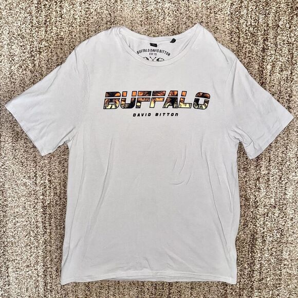 Buffalo David Bitton Men's Graphic Logo Tee T-Shirt in White Size XL - Picture 4 of 8